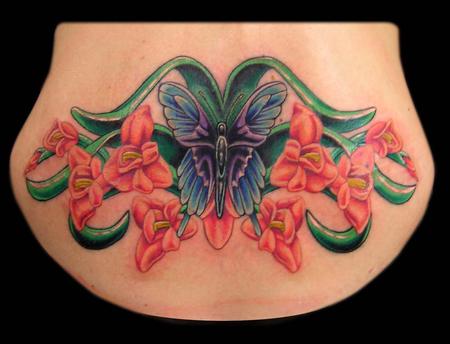 Tattoos - Butterfly and Gladiolus  - 65076